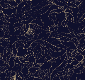 Gold Blue Flowers