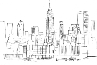New York Skyline Black