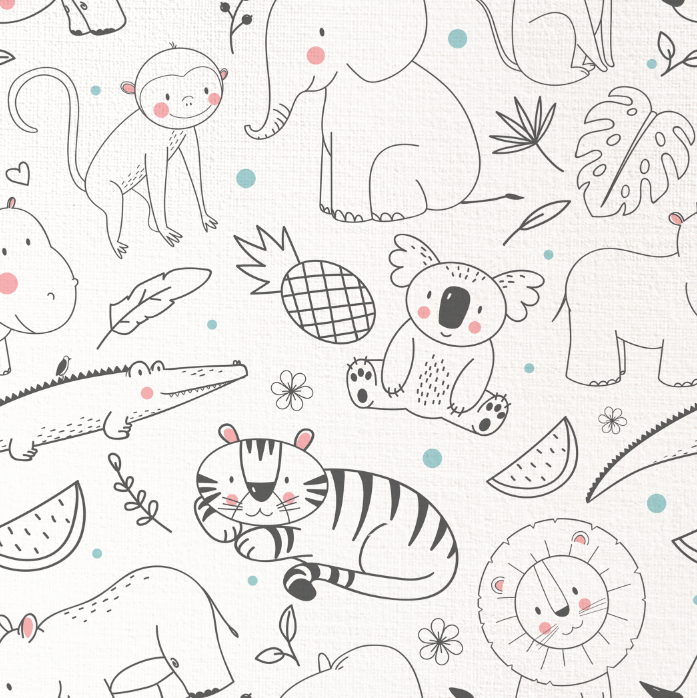 Animales Gris y Rosa